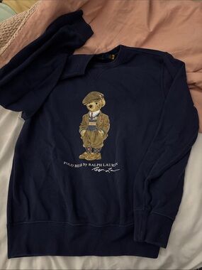 Ralph Lauren Navy Polo Bear Crewneck Sweatshirt
